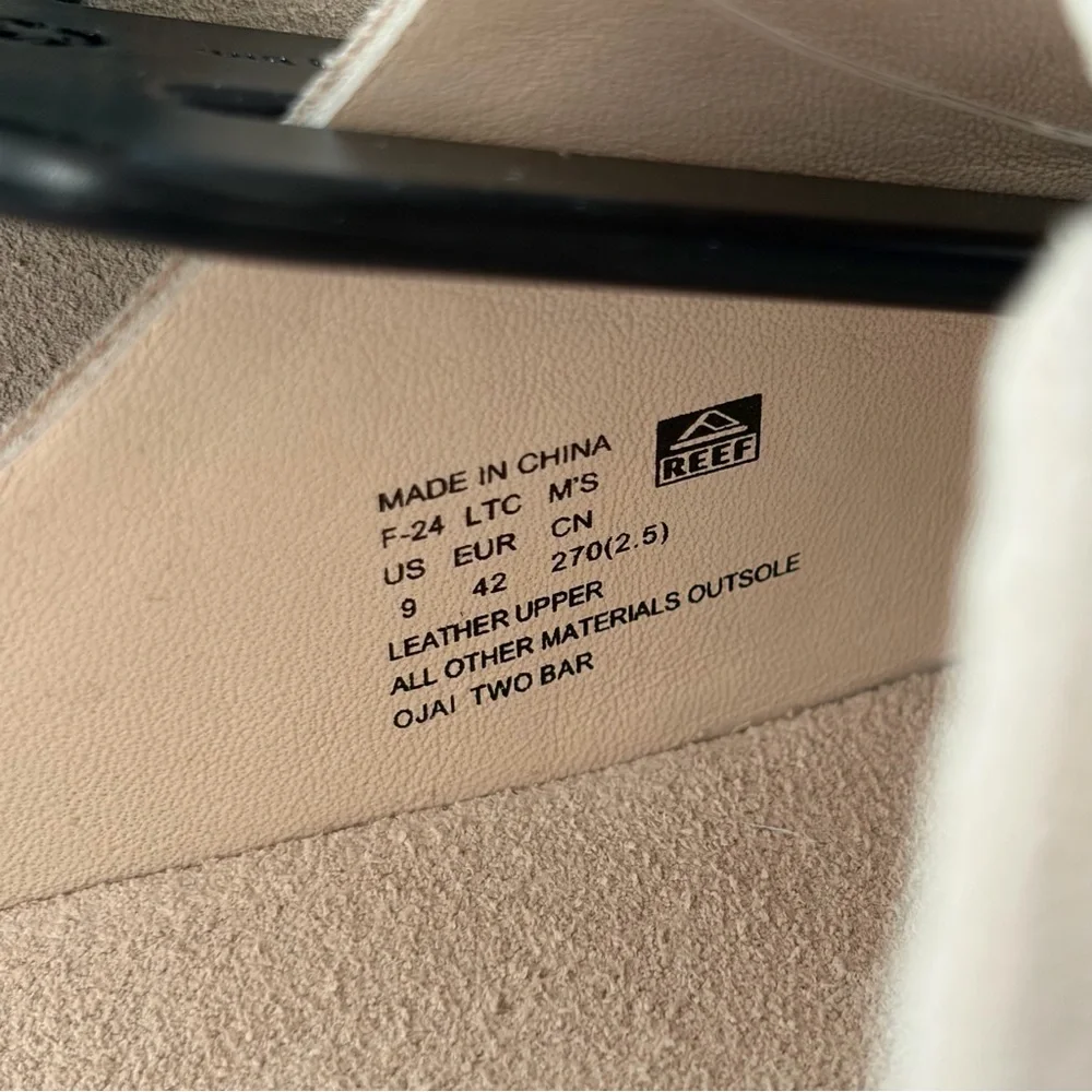 Reef Ojai Two Bar Sandals NWT size 9 Vintage Cream Suede Footbed Slip Ons - Picture 5 of 12